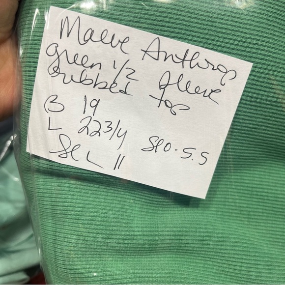 Maeve Green Short Sleeved Ribbed Mock Neck T-shirt size Large - Picture 11 of 11